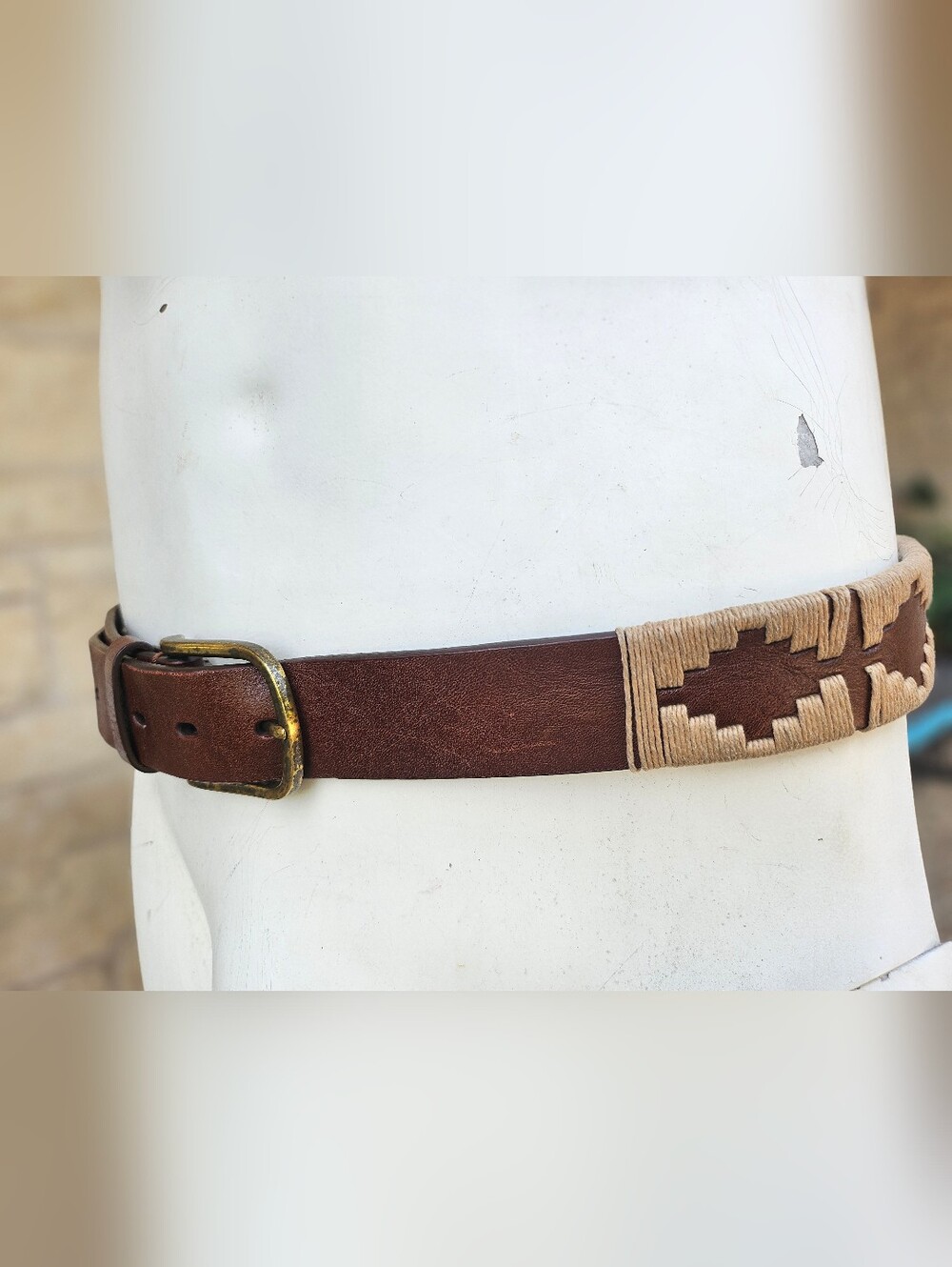 ORVIS Corboda Waxed Cord Belt | NATURAL COLOR Brown Leather| Men's Size 36